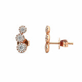 14K Gold Three Round Diamond Halo Stud Earrings
