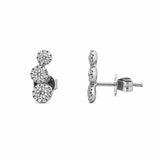 14K Gold Three Round Diamond Halo Stud Earrings