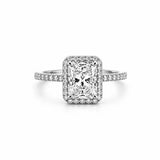 14K Gold 2.00 Carat Radiant Lab Grown Diamond Halo Engagement Ring