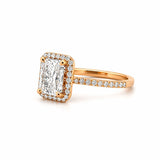 14K Gold 2.00 Carat Radiant Lab Grown Diamond Halo Engagement Ring