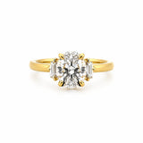 14K Yellow Gold 3-Stone 2.00 Carat Oval Cut Lab Grown Diamond Solitaire Engagement Ring