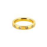 14K Gold Inset Diamond Round Band