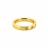 14K Gold Inset Diamond Round Band