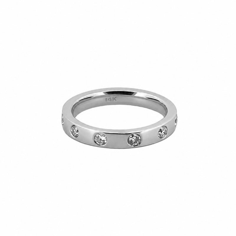 14K Gold Inset Diamond Round Band