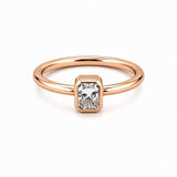14K Gold Emerald Bezel Diamond Solitaire Band