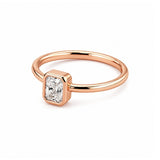 14K Gold Emerald Bezel Diamond Solitaire Band