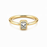 14K Gold Emerald Bezel Diamond Solitaire Band