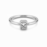14K Gold Emerald Bezel Diamond Solitaire Band