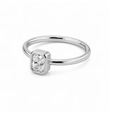 14K Gold Emerald Bezel Diamond Solitaire Band