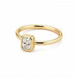 14K Gold Emerald Bezel Diamond Solitaire Band