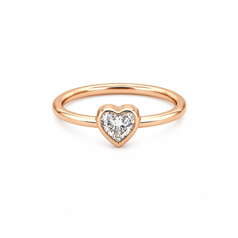 14K Gold Heart Bezel Diamond Solitaire Band