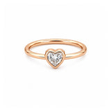 14K Gold Heart Bezel Diamond Solitaire Band
