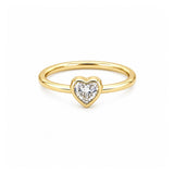 14K Gold Heart Bezel Diamond Solitaire Band