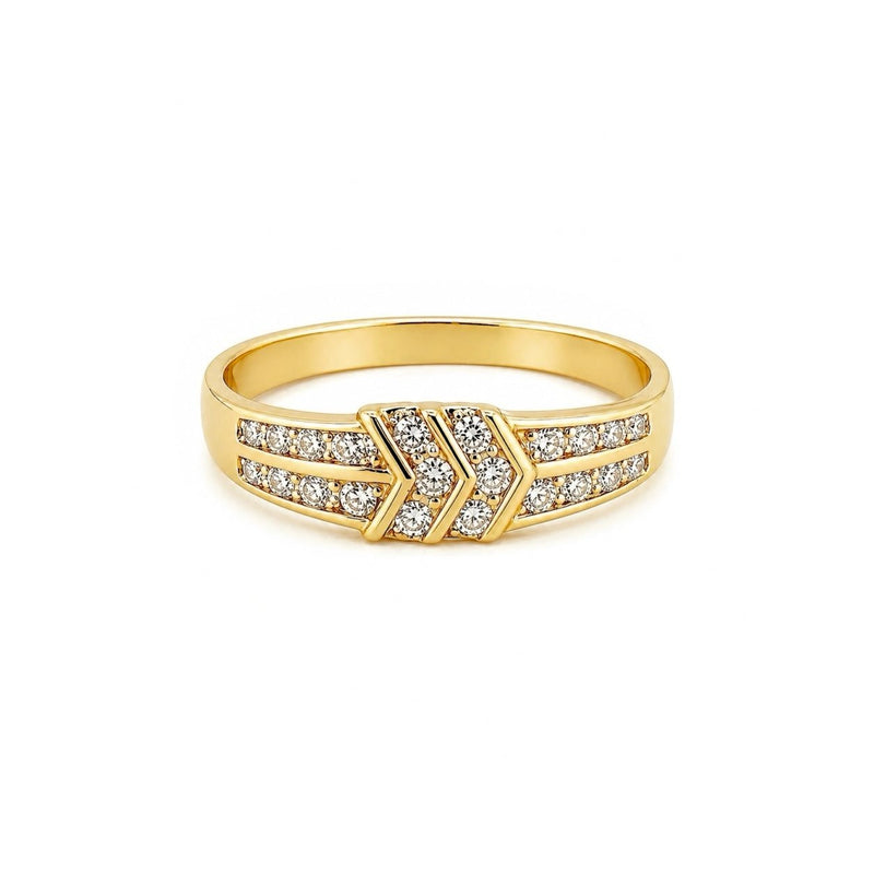 14K Gold Channel Set Duo Chevron Diamond Band