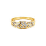 14K Gold Channel Set Duo Chevron Diamond Band