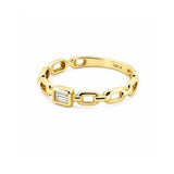 14K Gold Chain Link Baguette Bezel Diamond Band