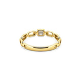 14K Gold Chain Link Baguette Bezel Diamond Band