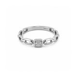 14K Gold Chain Link Baguette Bezel Diamond Band