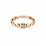 14K Gold Chain Link Baguette Bezel Diamond Band
