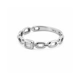 14K Gold Chain Link Baguette Bezel Diamond Band