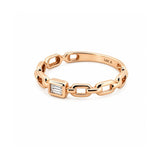 14K Gold Chain Link Baguette Bezel Diamond Band