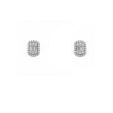 14K Gold Baguette Cluster Halo Diamond Earrings