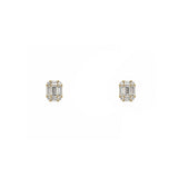 14K Gold 0.40 Carats Baguette Cluster Diamond Earrings