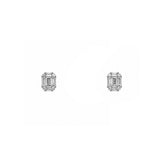14K Gold 0.40 Carats Baguette Cluster Diamond Earrings