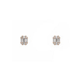 14K Gold 0.40 Carats Baguette Cluster Diamond Earrings
