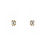 14K Gold 0.50 Carats Baguette Cluster Diamond Earrings