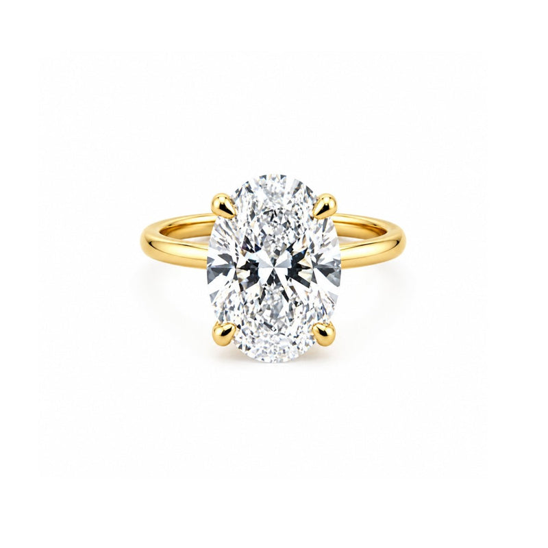 14K Gold 5.00 Carat Oval Cut Lab Grown Diamond Solitaire Engagement Ring with Under Halo