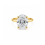 14K Gold 5.00 Carat Oval Cut Lab Grown Diamond Solitaire Engagement Ring with Under Halo