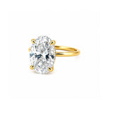 14K Gold 5.00 Carat Oval Cut Lab Grown Diamond Solitaire Engagement Ring with Under Halo