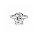 14K Gold 5.00 Carat Oval Cut Lab Grown Diamond Solitaire Engagement Ring with Under Halo