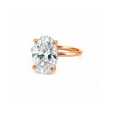 14K Gold 5.00 Carat Oval Cut Lab Grown Diamond Solitaire Engagement Ring with Under Halo