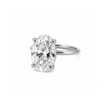 14K Gold 5.00 Carat Oval Cut Lab Grown Diamond Solitaire Engagement Ring with Under Halo