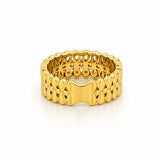 14K Gold Pear and Round Three Row Diamond Band