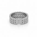 14K Gold Pear and Round Three Row Diamond Band