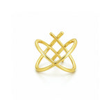 14K Gold Double Diamond Criss Cross Band