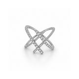 14K Gold Double Diamond Criss Cross Band