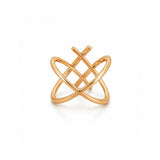 14K Gold Double Diamond Criss Cross Band
