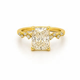 14K Gold Lab Grown Radiant Diamond Under Halo Staggered Diamond Engagement Ring