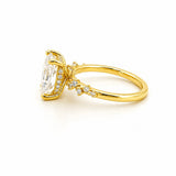 14K Gold Lab Grown Radiant Diamond Under Halo Staggered Diamond Engagement Ring