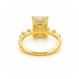 14K Gold Lab Grown Radiant Diamond Under Halo Staggered Diamond Engagement Ring