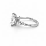 14K Gold Lab Grown Radiant Diamond Under Halo Staggered Diamond Engagement Ring