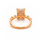 14K Gold Lab Grown Radiant Diamond Under Halo Staggered Diamond Engagement Ring