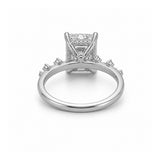 14K Gold Lab Grown Radiant Diamond Under Halo Staggered Diamond Engagement Ring