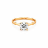 14K Gold 1.00 Carat Round Cut Lab Grown Diamond Solitaire Engagement Ring with Under Halo