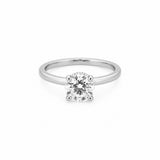 14K Gold 1.00 Carat Round Cut Lab Grown Diamond Solitaire Engagement Ring with Under Halo