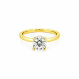 14K Gold 1.00 Carat Round Cut Lab Grown Diamond Solitaire Engagement Ring with Under Halo